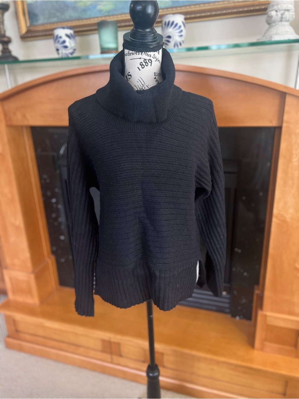 Moth Black Ribbed Turtleneck Sweater